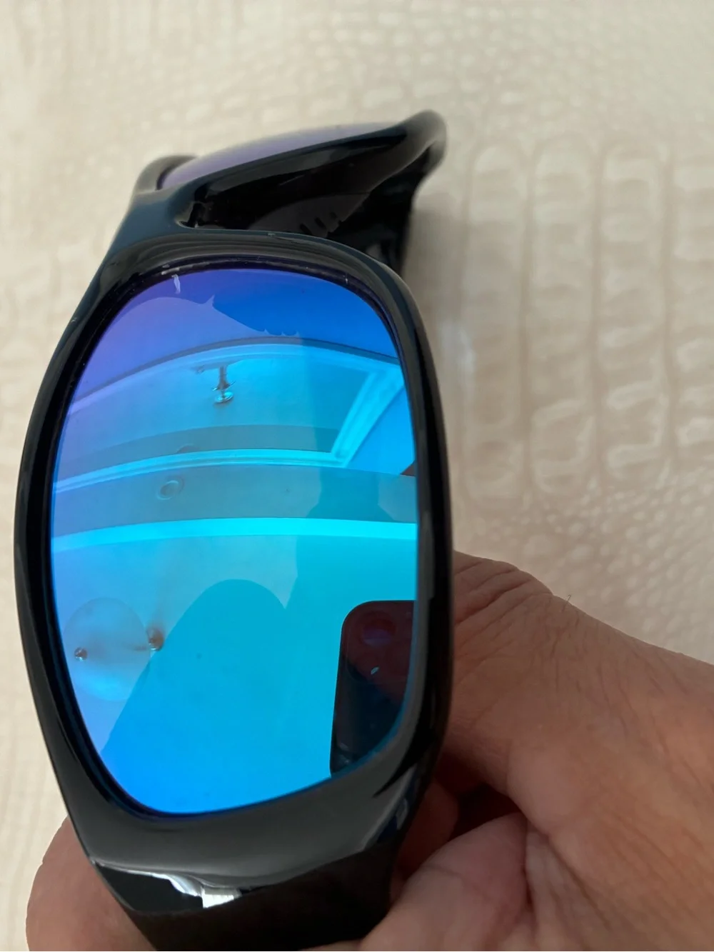 Piranha Men's Black Sunglasses with Blue Mirrored Lenses